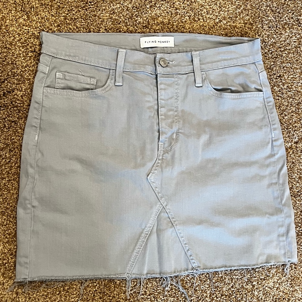 Grey Stretchy Denim Skirt